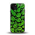 acid smiles neon green back phone cover | glass case for iphone 13