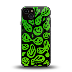 acid smiles neon green back phone cover | glass case for iphone 13