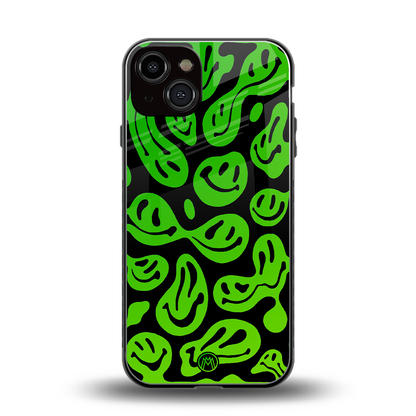 acid smiles neon green back phone cover | glass case for iphone 13