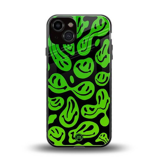 acid smiles neon green back phone cover | glass case for iphone 13
