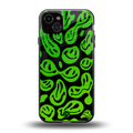 acid smiles neon green back phone cover | glass case for iphone 14 plus