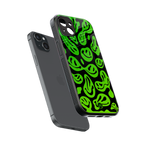 acid smiles neon green back phone cover | glass case for iphone 15 plus