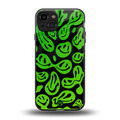 acid smiles neon green back phone cover | glass case for iphone 15
