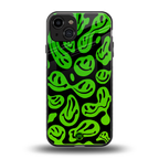 acid smiles neon green back phone cover | glass case for iphone 15