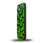 acid smiles neon green back phone cover | glass case for iphone 15