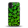 acid smiles neon green back phone cover | glass case for iphone 16 plus