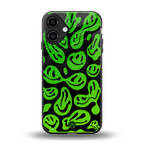 acid smiles neon green back phone cover | glass case for iphone 16 plus