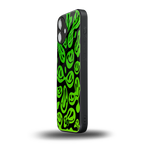 acid smiles neon green back phone cover | glass case for iphone 16 plus