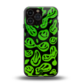 acid smiles neon green back phone cover | glass case for iphone 16 pro max