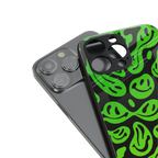 acid smiles neon green back phone cover | glass case for iphone 13 mini