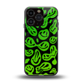 acid smiles neon green back phone cover | glass case for iphone 16 pro
