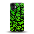 acid smiles neon green back phone cover | glass case for iphone 16