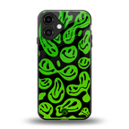 acid smiles neon green back phone cover | glass case for iphone 16