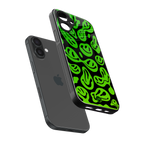 acid smiles neon green back phone cover | glass case for iphone 16
