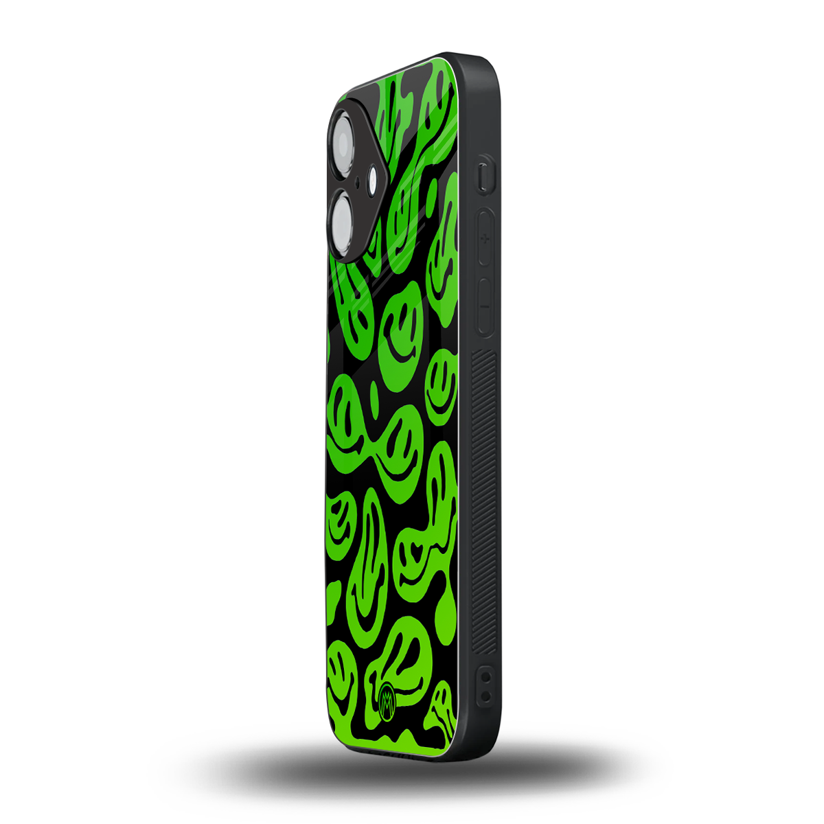 acid smiles neon green back phone cover | glass case for iphone 16