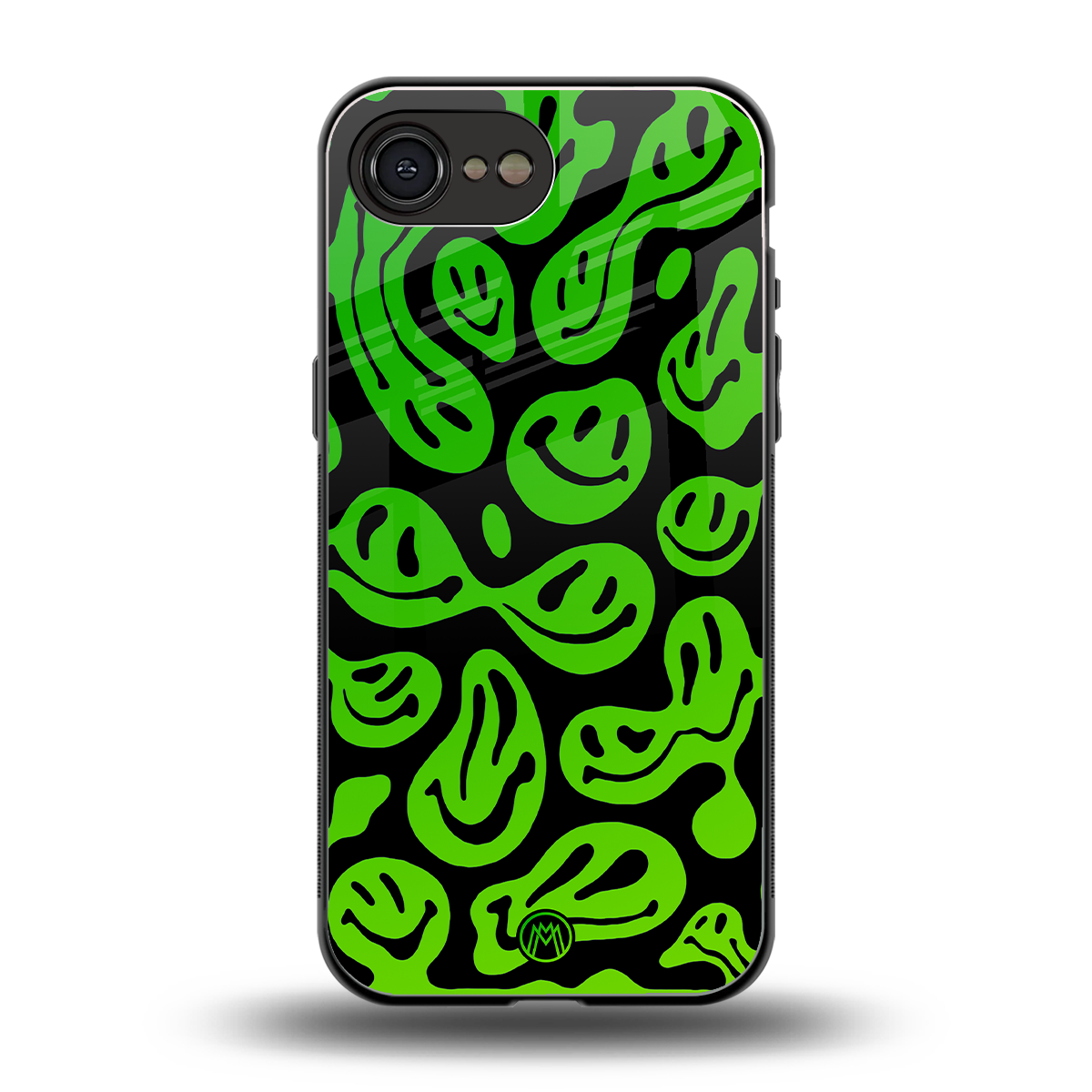 acid smiles neon green back phone cover | glass case for iphone 16e