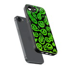 acid smiles neon green back phone cover | glass case for iphone 16e