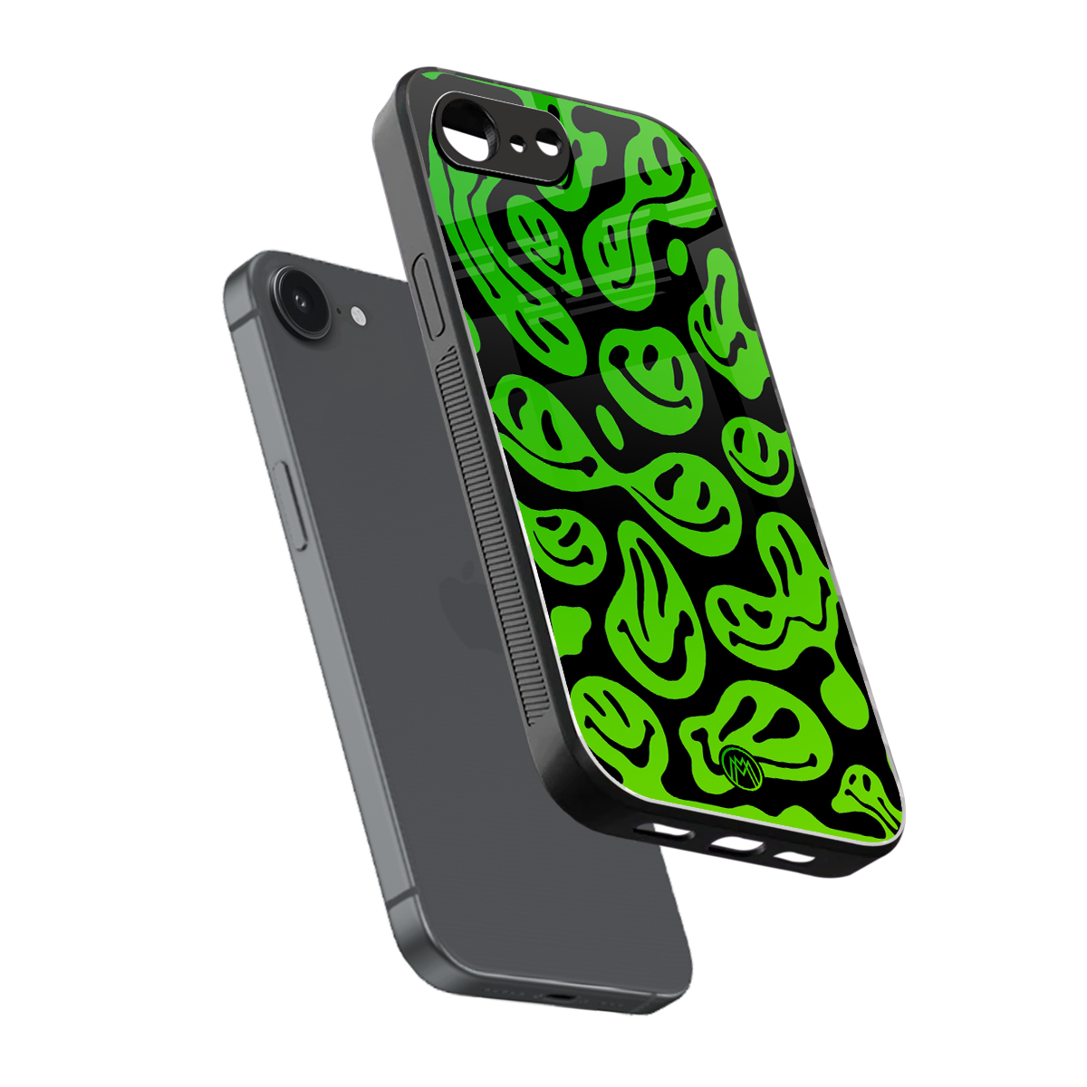 acid smiles neon green back phone cover | glass case for iphone 16e
