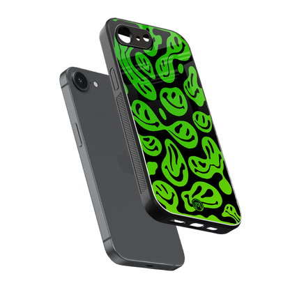 acid smiles neon green back phone cover | glass case for iphone 16e