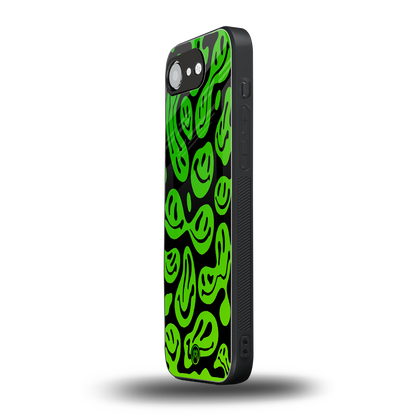 acid smiles neon green back phone cover | glass case for iphone 16e