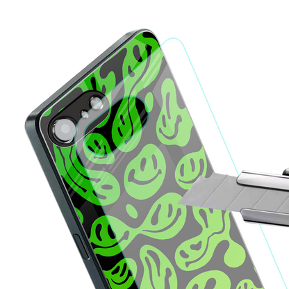 acid smiles neon green back phone cover | glass case for iphone 16e