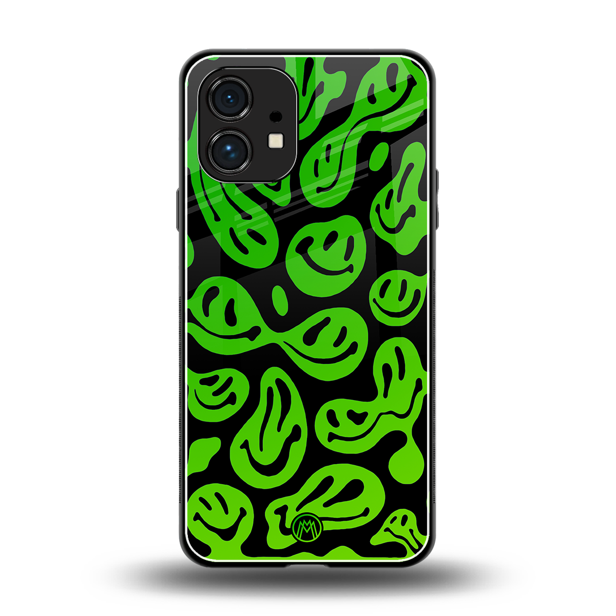 acid smiles neon green back phone cover | glass case for nothing phone 1