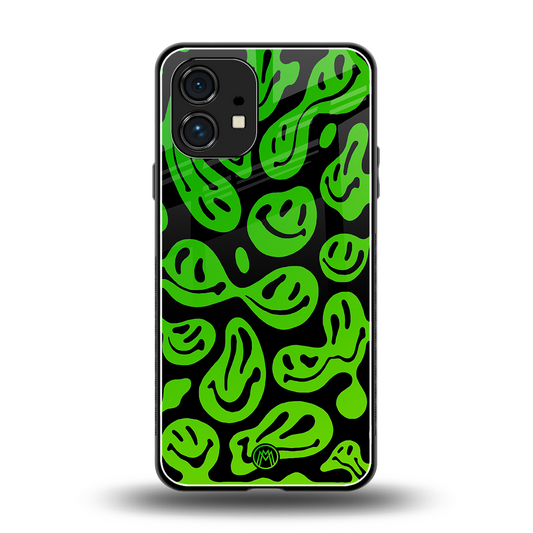 acid smiles neon green back phone cover | glass case for nothing phone 1