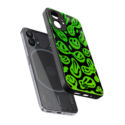 acid smiles neon green back phone cover | glass case for nothing phone 1