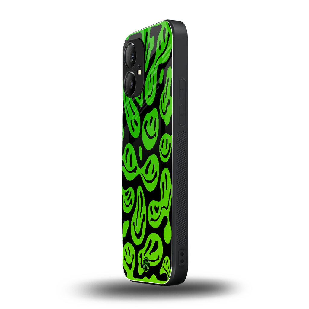 acid smiles neon green back phone cover | glass case for nothing phone 1