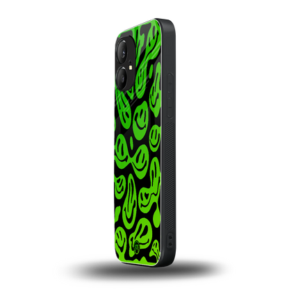 acid smiles neon green back phone cover | glass case for nothing phone 1