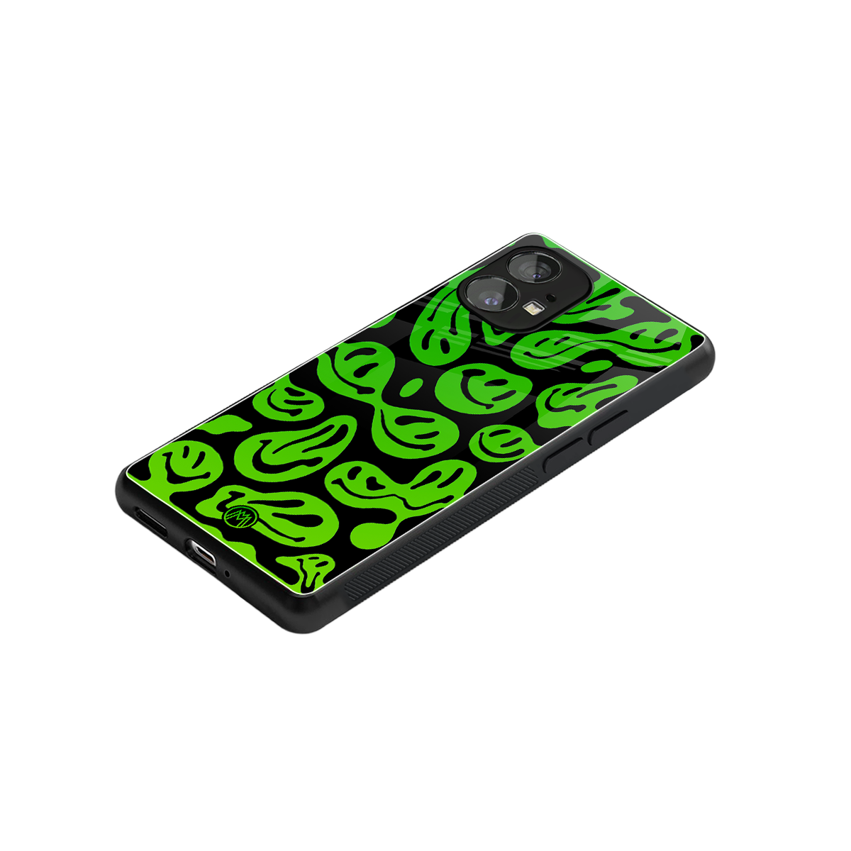 acid smiles neon green back phone cover | glass case for nothing phone 1
