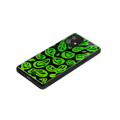 acid smiles neon green back phone cover | glass case for nothing phone 1