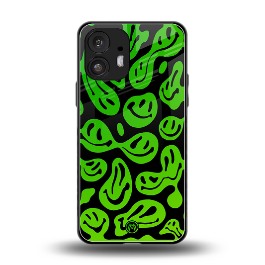 acid smiles neon green back phone cover | glass case for nothing phone 2