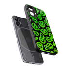 acid smiles neon green back phone cover | glass case for nothing phone 2