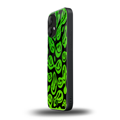 acid smiles neon green back phone cover | glass case for nothing phone 2