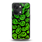 acid smiles neon green back phone cover | glass case for oneplus nord 3
