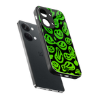 acid smiles neon green back phone cover | glass case for oneplus nord 3