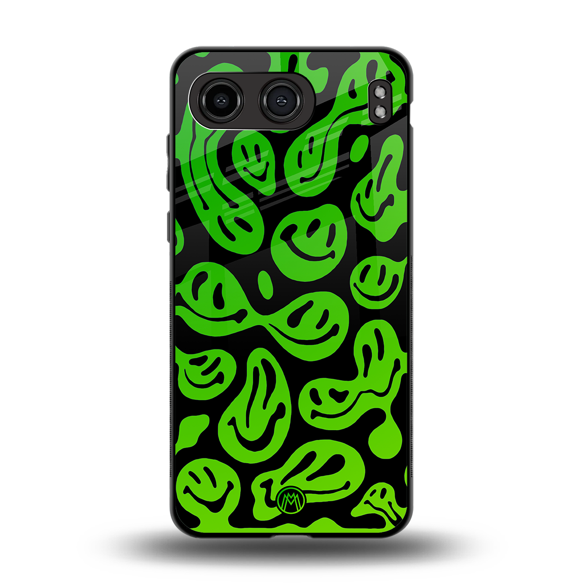 acid smiles neon green back phone cover | glass case for oneplus nord 4