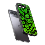 acid smiles neon green back phone cover | glass case for oneplus nord 4