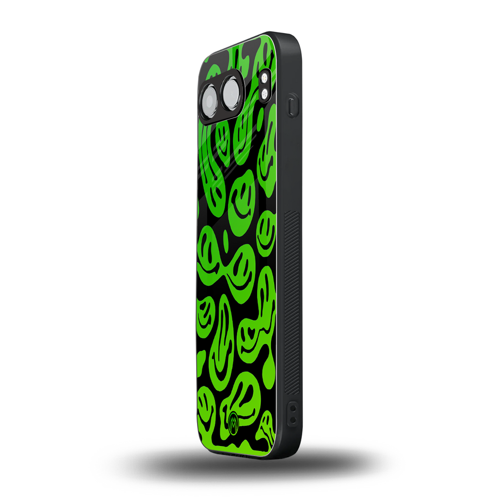 acid smiles neon green back phone cover | glass case for oneplus nord 4