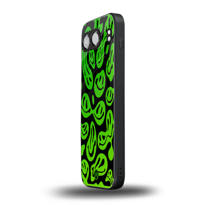 acid smiles neon green back phone cover | glass case for oneplus nord 4
