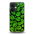acid smiles neon green back phone cover | glass case for oneplus nord ce 3