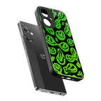 acid smiles neon green back phone cover | glass case for oneplus nord ce 3