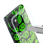 acid smiles neon green back phone cover | glass case for oneplus nord ce 3