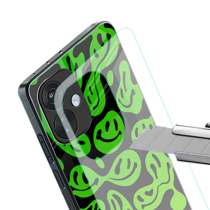 acid smiles neon green back phone cover | glass case for oneplus nord ce 3