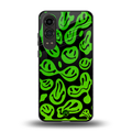 acid smiles neon green back phone cover | glass case for oneplus nord ce 4 lite