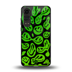 acid smiles neon green back phone cover | glass case for oneplus nord ce 4 lite