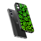 acid smiles neon green back phone cover | glass case for oneplus nord ce 4 lite