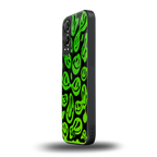acid smiles neon green back phone cover | glass case for oneplus nord ce 4 lite