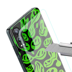 acid smiles neon green back phone cover | glass case for oneplus nord ce 4 lite